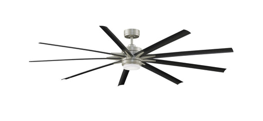 Odyn Custom 84" Outdoor Ceiling Fan with LED Light in Brushed Nickel / Black Blades