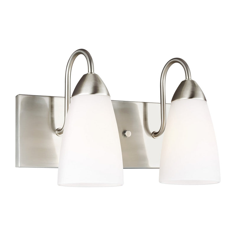 Seville 2-Light Bath Vanity Light in Brushed Nickel