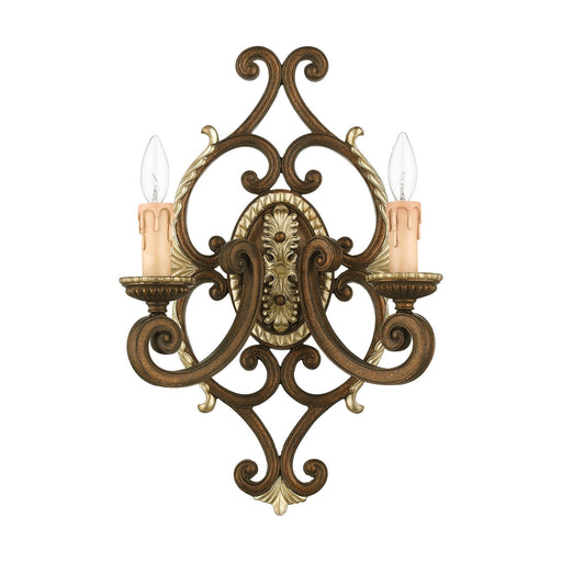 Seville 2-Light Wall Sconce in Palacial Bronze with Gilded Accents