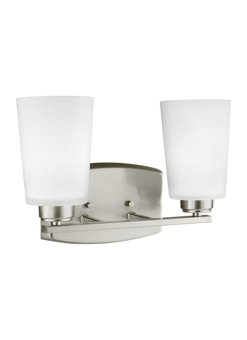 Franport 2-Light Bath Vanity Light in Brushed Nickel