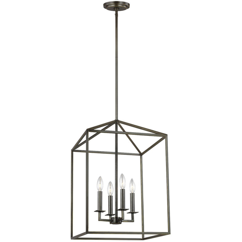 Perryton 15" 4-Light Foyer Pendant in Bronze