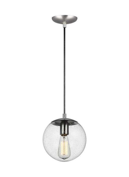 Leo Hanging Globe Small Pendant with Seeded Glass in Satin Aluminum