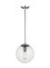 Leo - Hanging Globe One Light Pendant in Satin Aluminum