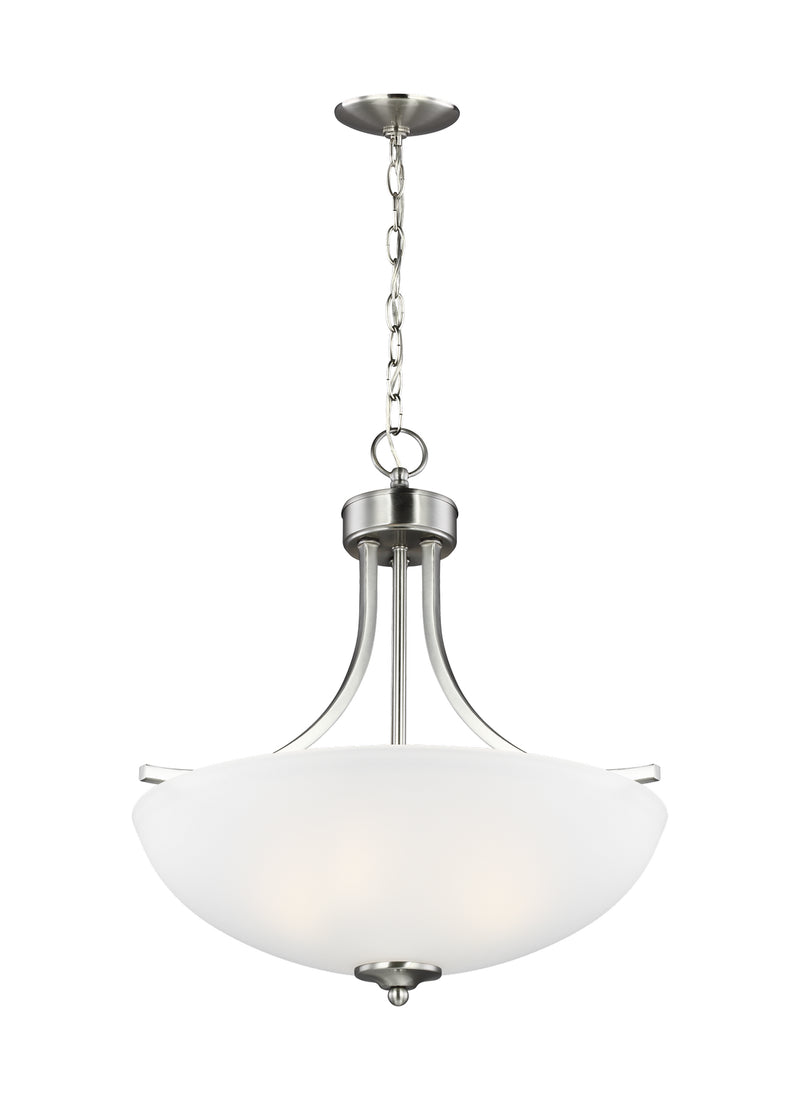 Geary Three Light Pendant in Brushed Nickel