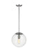 Leo - Hanging Globe One Light Pendant in Satin Aluminum