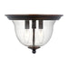 Belton Three Light Ceiling Flush Mount in Bronze
