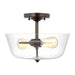 Belton Two Light Ceiling Semi-Flush Mount in Bronze