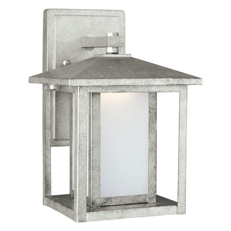 Hunnington Small LED Outdoor Wall Lantern in Weathered Pewter