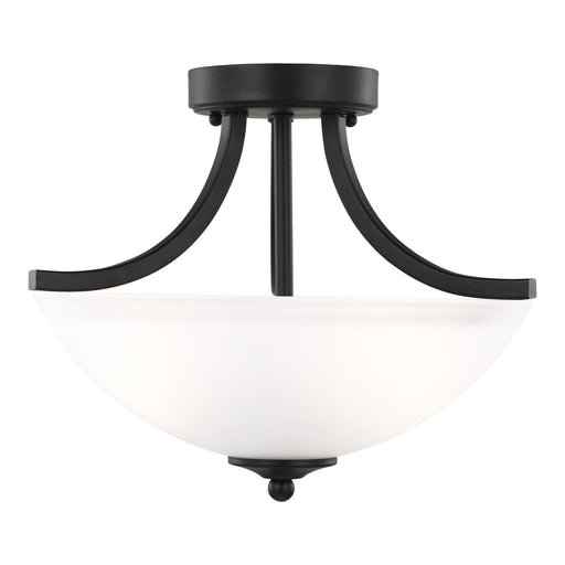 Geary Two Light Semi-Flush Convertible Pendant in Midnight Black