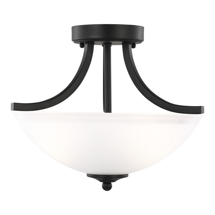 Geary Two Light Semi-Flush Convertible Pendant in Midnight Black
