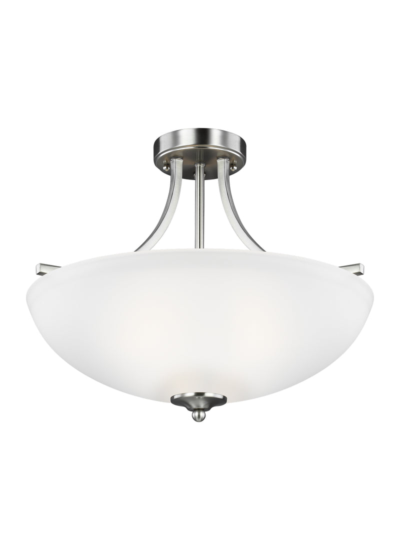 Geary Three Light Semi-Flush Convertible Pendant in Brushed Nickel