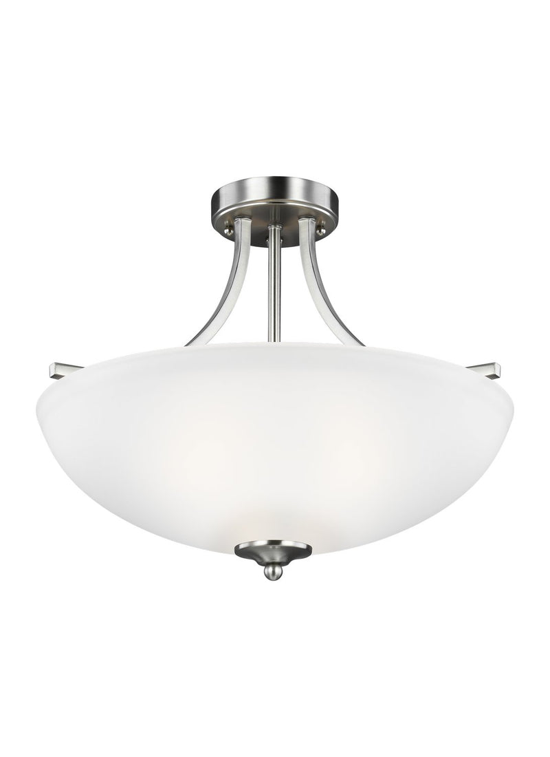 Geary 3-Light Semi-Flush Mount in Brushed Nickel