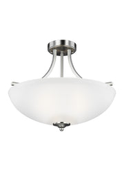 Geary Three Light Semi-Flush Convertible Pendant in Brushed Nickel