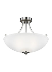 Geary 3-Light Semi-Flush Mount in Brushed Nickel