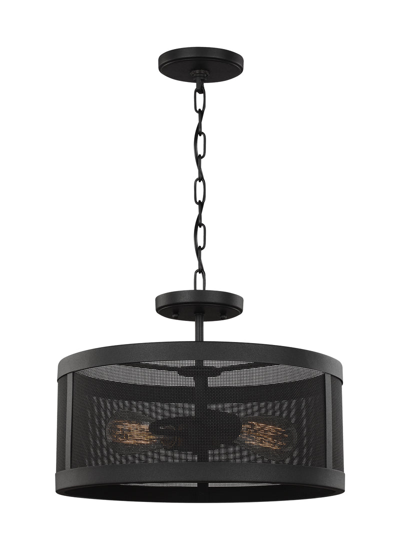 Gereon Two Light Semi-Flush Convertible Pendant in Black