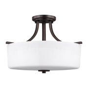 Canfield Three Light Semi-Flush Mount in Bronze