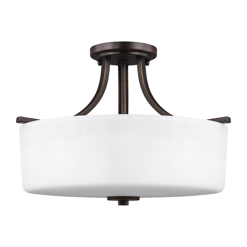 Canfield Three Light Semi-Flush Mount in Bronze