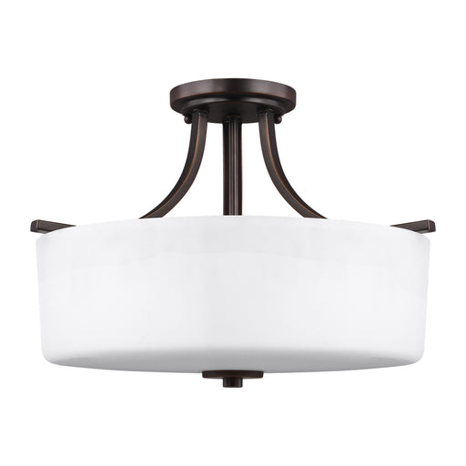 Canfield Three Light Semi-Flush Mount in Bronze