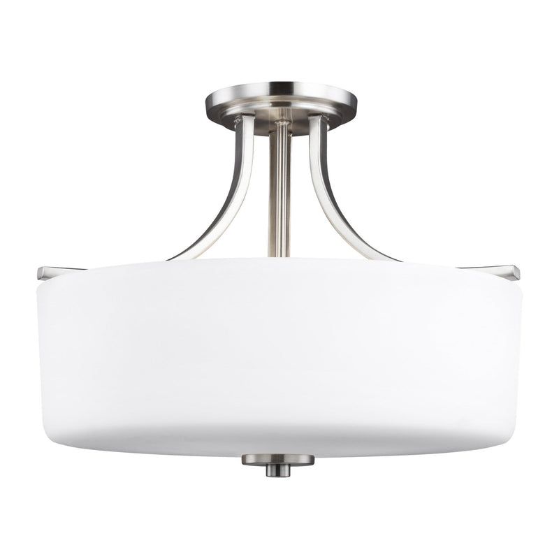 Kemal 3-Light Semi-Flush Mount in Brushed Nickel