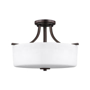 Canfield Three Light Semi-Flush Mount in Bronze