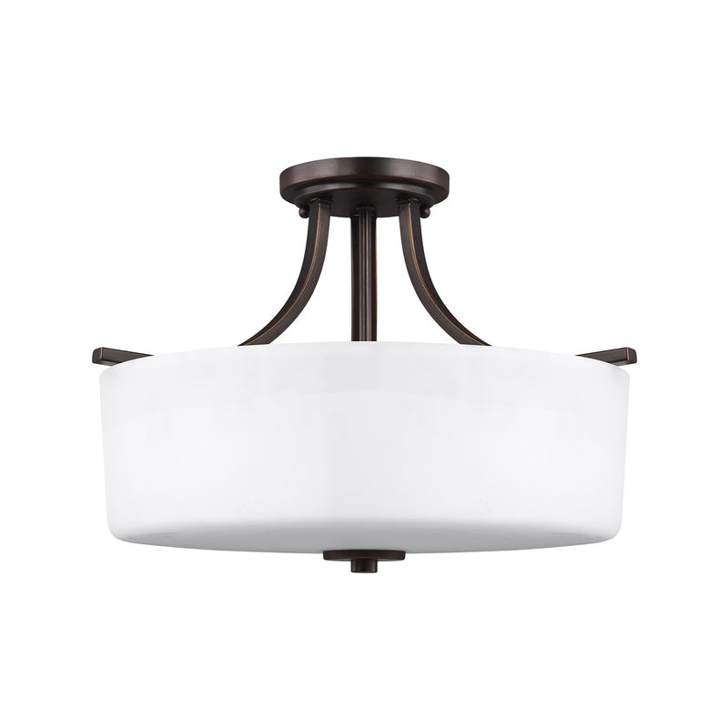 Canfield Three Light Semi-Flush Mount in Bronze