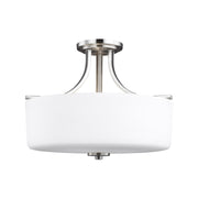 Canfield Three Light Semi-Flush Mount in Brushed Nickel