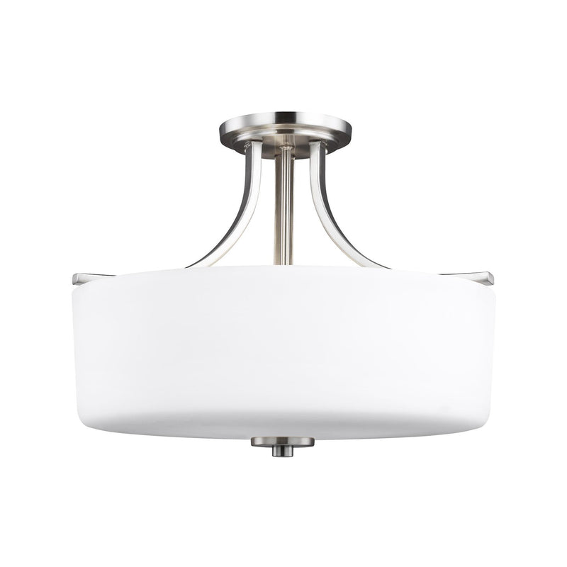 Canfield Three Light Semi-Flush Mount in Brushed Nickel