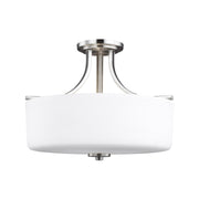 Kemal 3-Light Semi-Flush Mount in Brushed Nickel