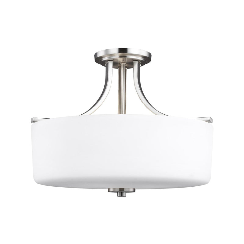 Kemal 3-Light Semi-Flush Mount in Brushed Nickel