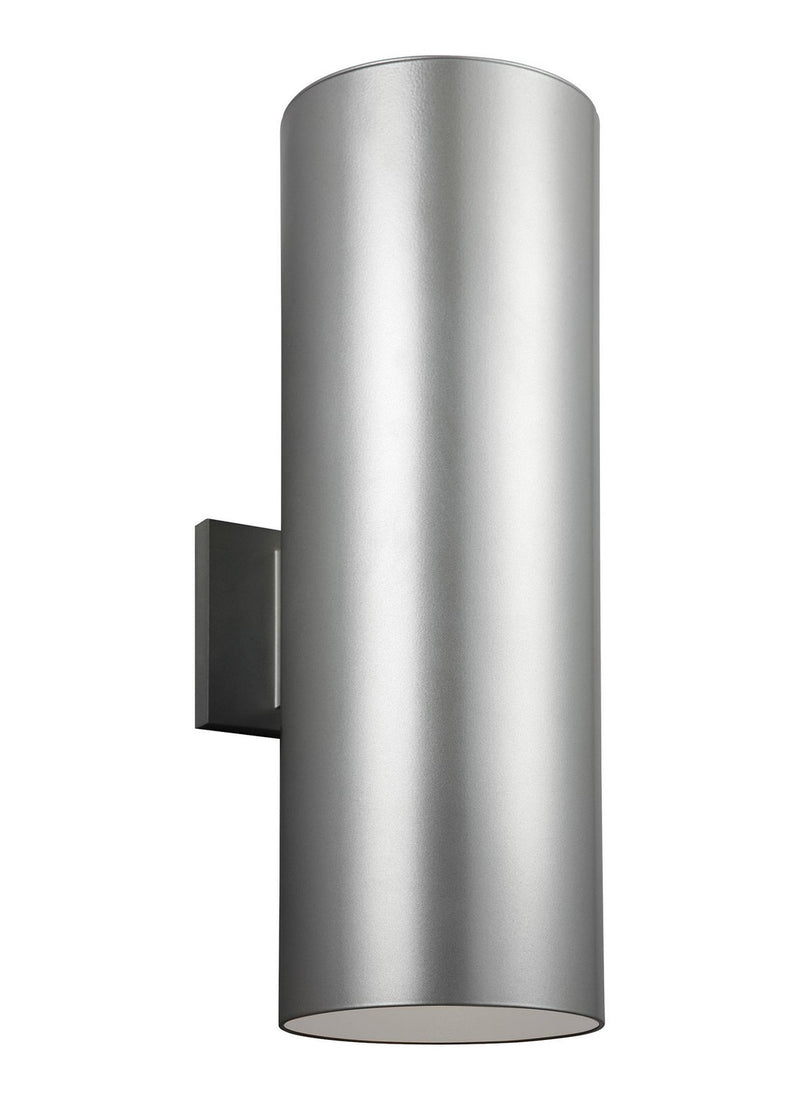 Outdoor Cylinders 6" 2-Light LED Outdoor Wall Sconce in Painted Brushed Nickel