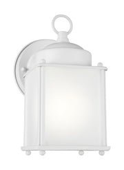 New Castle 8.25" Satin Etched Glass Outdoor Wall Lantern in White