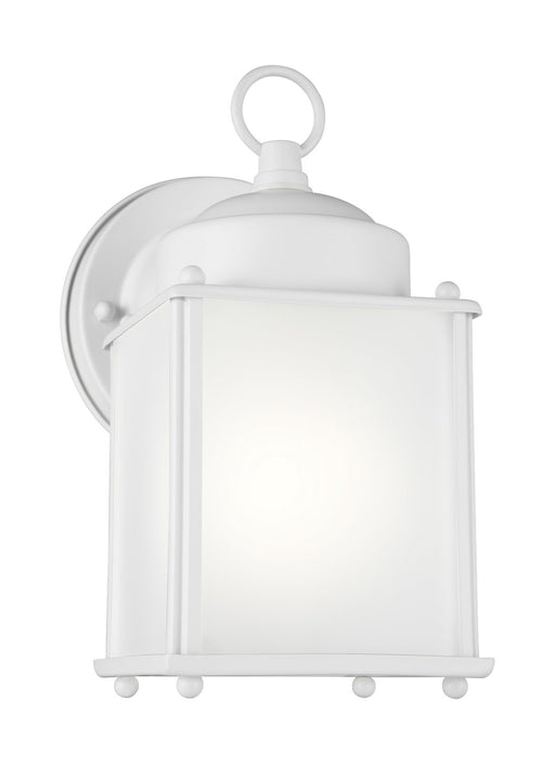 New Castle 8.25" Satin Etched Glass Outdoor Wall Lantern in White