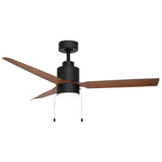 Falcon 52" Indoor/Outdoor Ceiling Fan with LED Light and Pull Chain in Black / Walnut