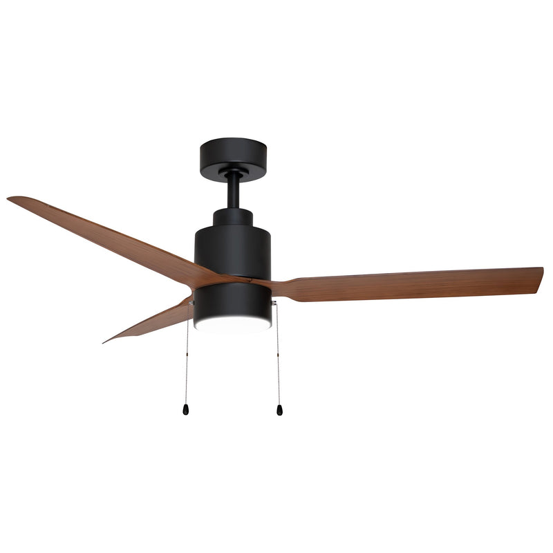 Falcon 52" Indoor/Outdoor Ceiling Fan with LED Light and Pull Chain in Black / Walnut