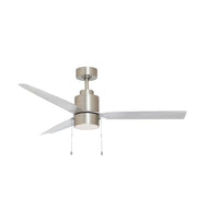 Falcon 52" Indoor/Outdoor Ceiling Fan with LED Light and Pull Chain in Satin Nickel