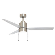 Falcon 52" Indoor/Outdoor Ceiling Fan with LED Light and Pull Chain in Satin Nickel