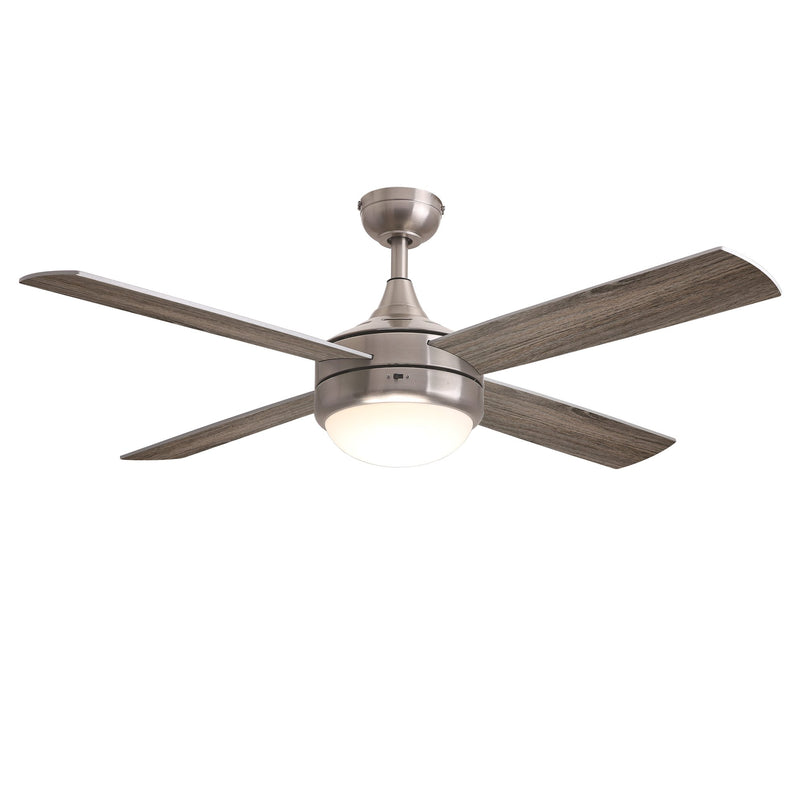 Quattro 52" 4-Blade Ceiling Fan with LED in Satin Nickel
