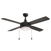 Quattro 52" 4-Blade Ceiling Fan with Pull Chain in Black