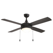 Quattro 52" 4-Blade Ceiling Fan with Pull Chain in Black