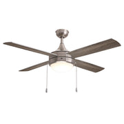 Quattro 52" 4-Blade Ceiling Fan with Pull Chain in Satin Nickel