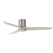 Woodwind 52" Solid Wood Blade Hugger Fan with LED in Satin Nickel / Weathered White