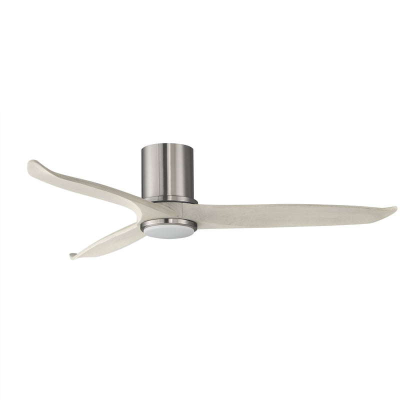 Woodwind 52" Solid Wood Blade Hugger Fan with LED in Satin Nickel / Weathered White