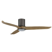 Woodwind 52" Solid Wood Blade Hugger Fan with LED in Charcoal Bronze