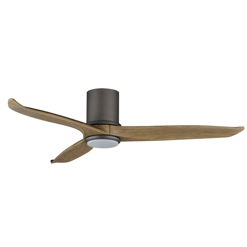 Woodwind 52" Solid Wood Blade Hugger Fan with LED in Charcoal Bronze