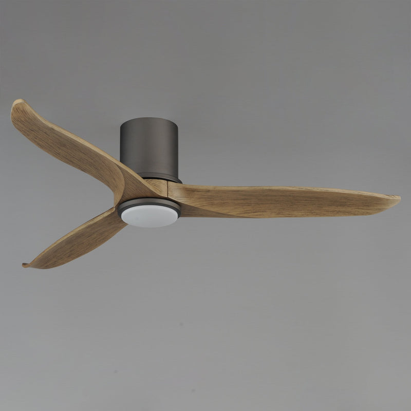 Woodwind 52" Solid Wood Blade Hugger Fan with LED in Charcoal Bronze