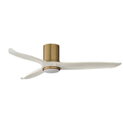 Woodwind 52" Solid Wood Blade Hugger Fan with LED in Natural Aged Brass