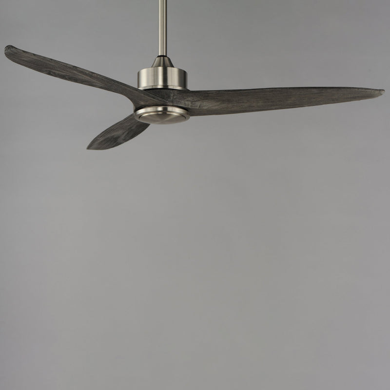 Woodwind 52" Solid Wood Blade Ceiling Fan with LED Light Kit in Satin Nickel