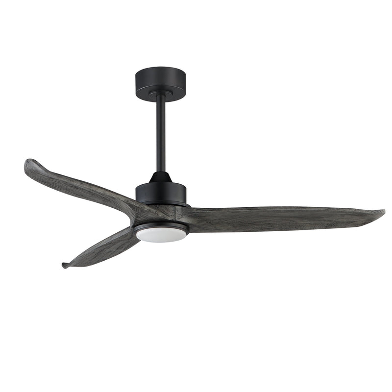 Woodwind 52" Solid Wood Blade Ceiling Fan with LED Light Kit in Black