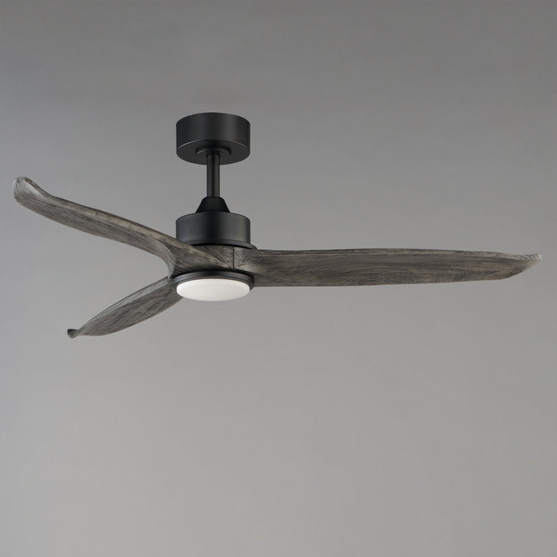Woodwind 52" Solid Wood Blade Ceiling Fan with LED Light Kit in Black