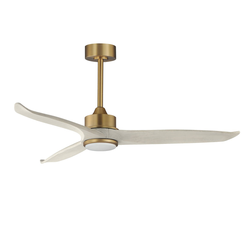 Woodwind 52" Solid Wood Blade Ceiling Fan with LED Light Kit in Natural Aged Brass